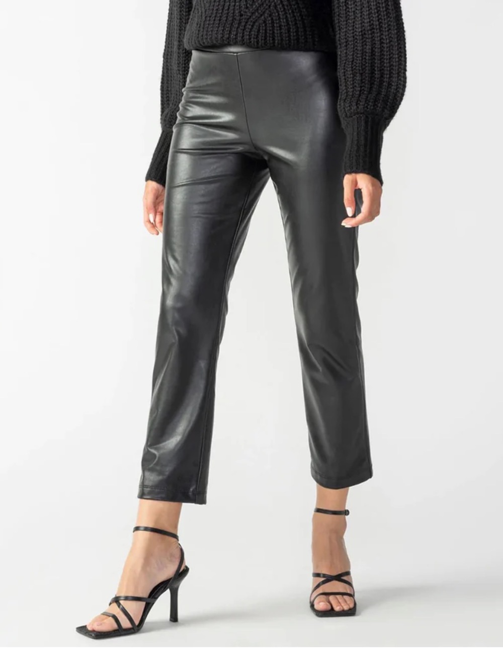 NWT Sanctuary Carnaby Black Faux Leather Cropped Straight-Leg Pants